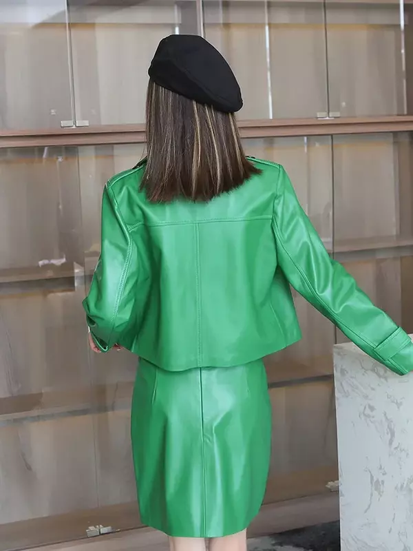 여성용 진짜 가죽 재킷, 정품 양가죽 코트, 짧은 여성 의류, 용수철 가을, 2024