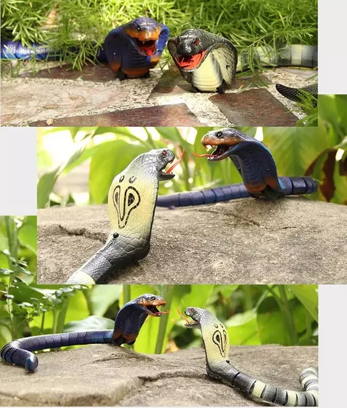 Mainan robot ular Rc yang menyenangkan untuk anak laki-laki anak-anak perempuan dengan pengendali jarak jauh hewan Prank kucing hewan peliharaan simulasi ular ular ular ular kobra elektrik