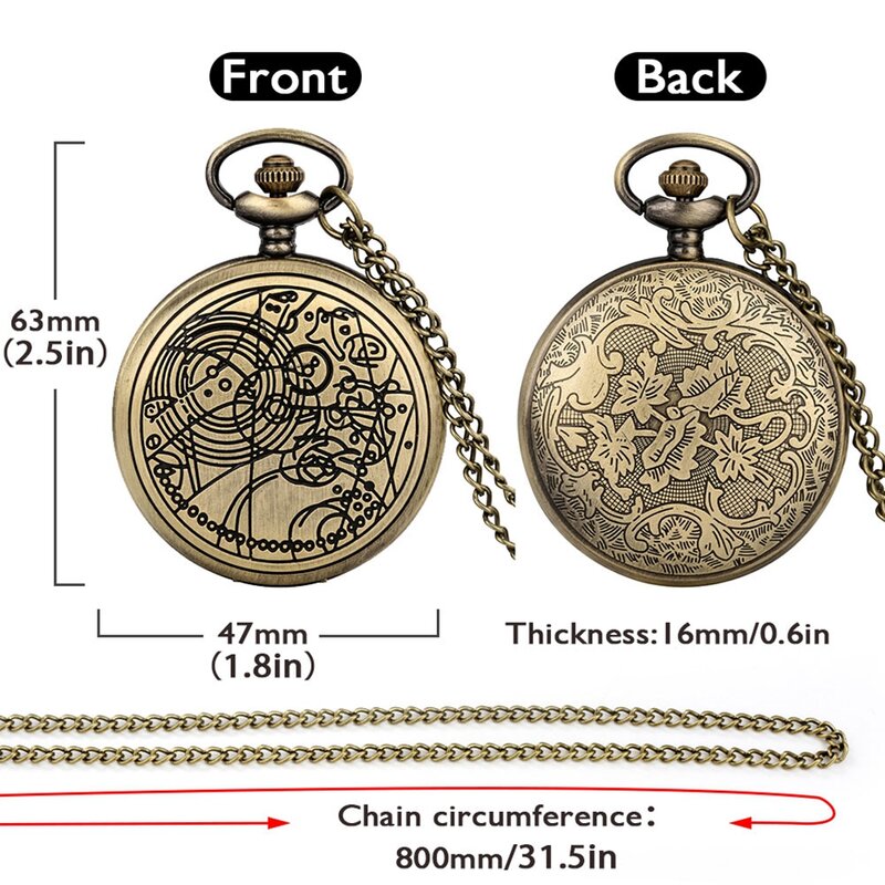Antigo retro bronze quartzo bolso relógio analógico pingente colar caçador completo estilo vintage corrente jóias presentes para homens