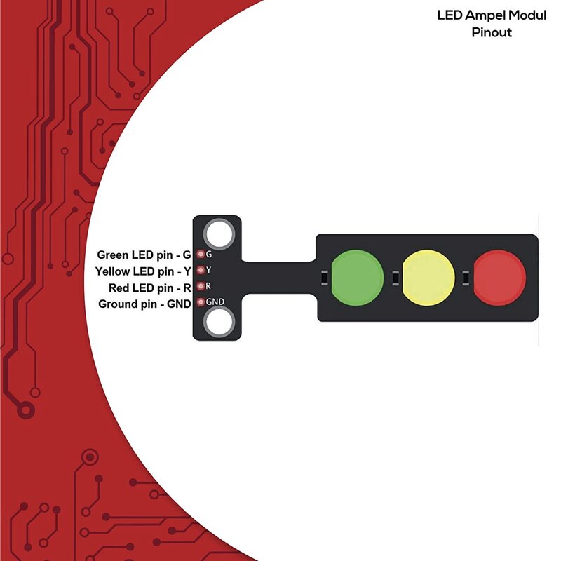 DIY Mini módulo de semáforo, 5x LED, 3.3-5V, compatível com para tráfego
