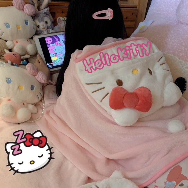 Sanrio Hello Kitty coperta Kawaii rosa mantello ragazza Anime Cape Universal Winter Home Residence dormitorio aria condizionata coperta