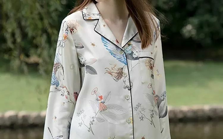 Birdtree-conjunto de pijama feminino casual 90% seda amoreira, calças compridas estampa feminina, roupas confortáveis para casa, primavera, 2022, S41443QM