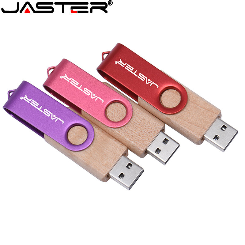 Colorful Metal Rotatable USB Flash Drive 128GB Free Custom Logo Pendrive 64GB Maple Wood Box Memory Stick 32GB Creative Gift