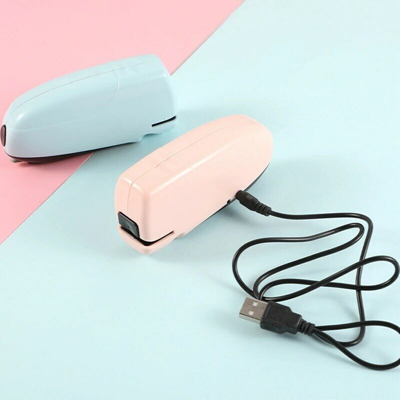 Stapler listrik Mini portabel, cocok untuk kantor sehari-hari, kantor sekolah, siswa, biru