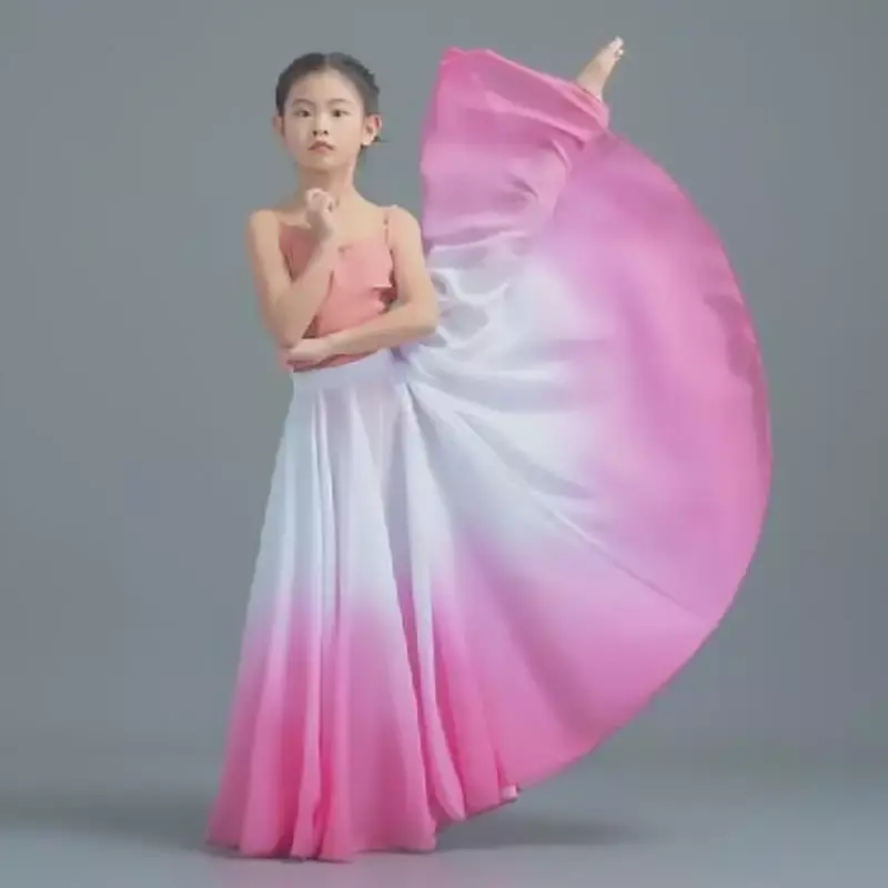 Falda de Baile Folclórico para niña, estilo clásico, falda larga degradada para danza del vientre