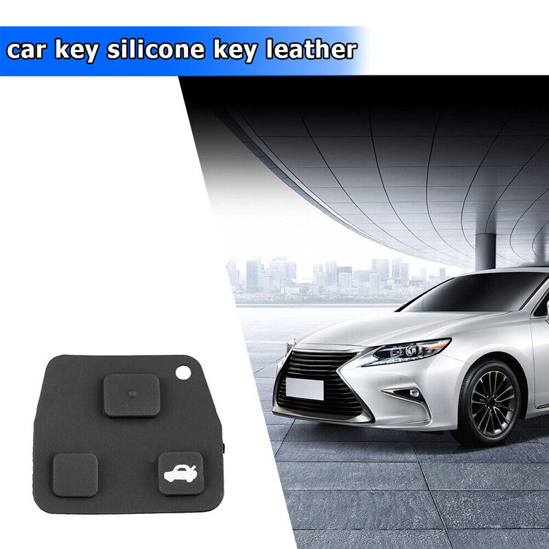 3 Button Car Rubber Key Pad Fit For Toyota Rubber Black Straight Button Leather Silicone Pad Auto Accessories Easy Install