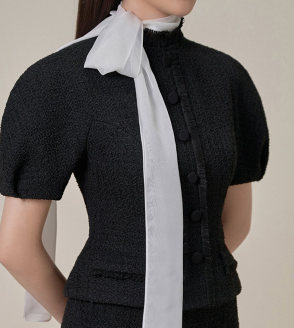 Tailor Shop Retro Schlank und klassischen schwarz Winter tweed Licht Luxus Top und fischschwanz Rock Semi-Formale outfit