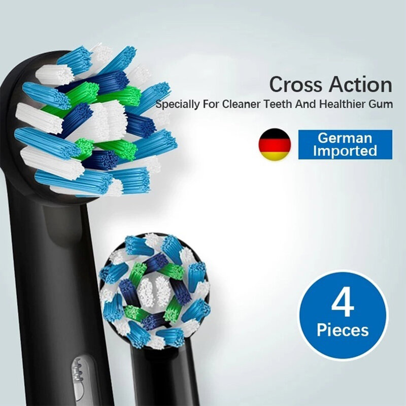 Oral-B EB50 Cross Action Teeth Clean Gum Care Replacement Brush Heads for Adult Rotation Type Tooth Brush Black 4PC/Pack