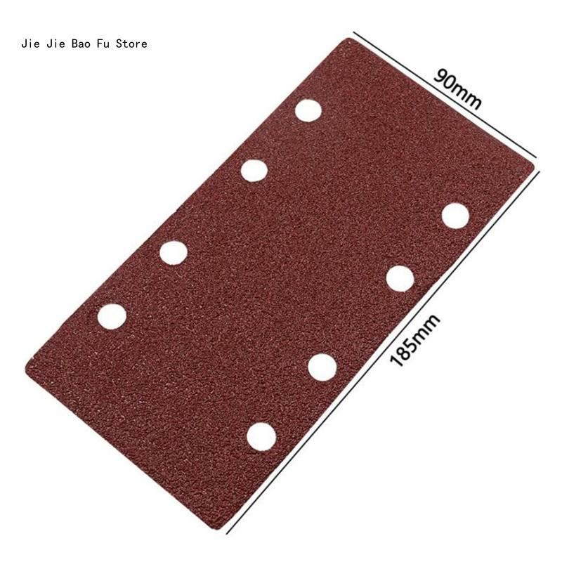 E8BD – papier verre floqué à 8 trous, tampons rectangulaires auto-adhésifs à crochets à boucles pour le travail du bois