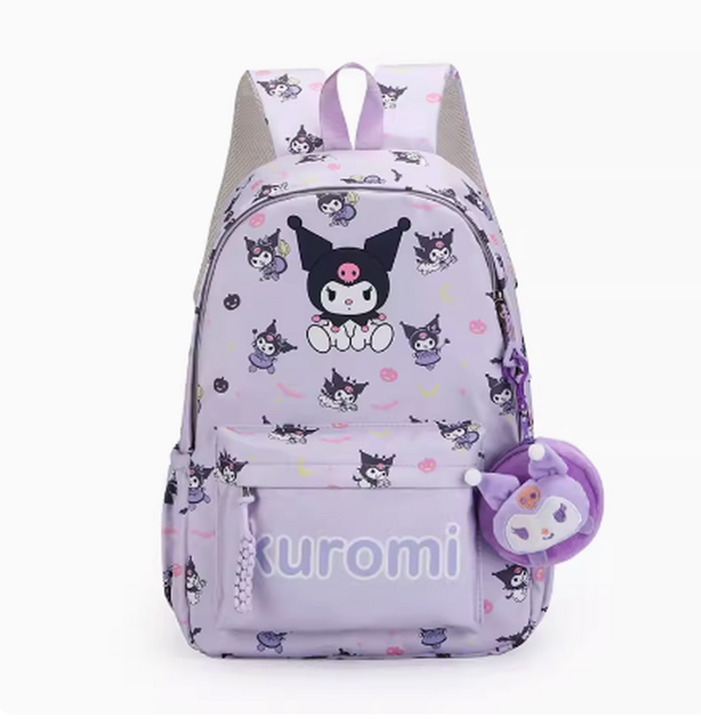 Sanrio Cute Cartoon School Bag, mochila de grande capacidade, leve, impermeável, estudante universitário, na moda, novo