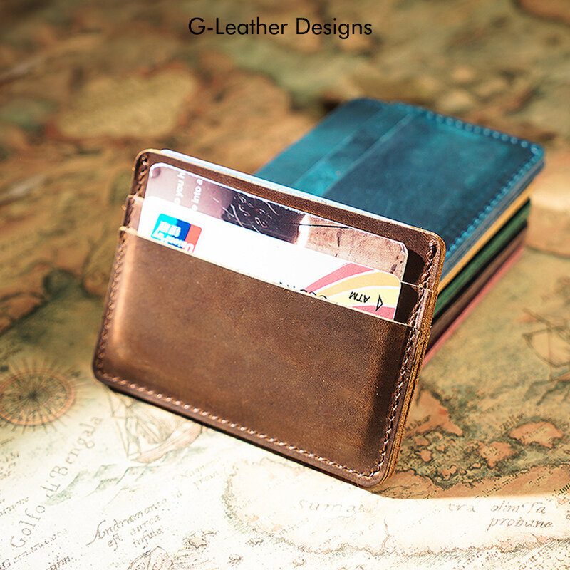 Porte-cartes vintage en cuir véritable pour hommes, porte-cartes de crédit d'affaires, étuis en cuir de cheval Elin