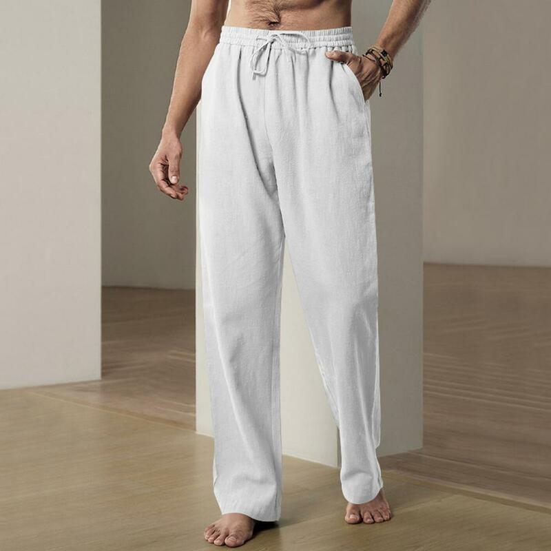 FJMen's Wide Leg Proximity Wstring Pants for Men, Elastic Waist Pockets, Casual Sports Activities, At Fit, Respirant