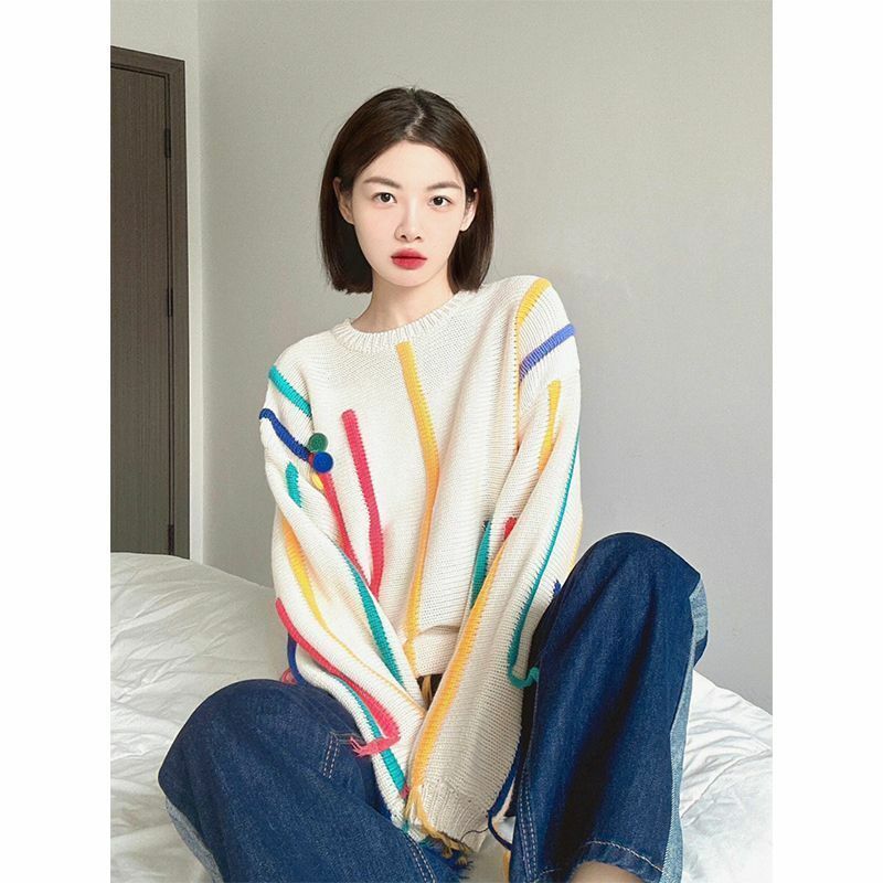 Miękki sweter Y2k estetyka najwyższej klasy odzież damska moda luźny sweter jesień i zima X120