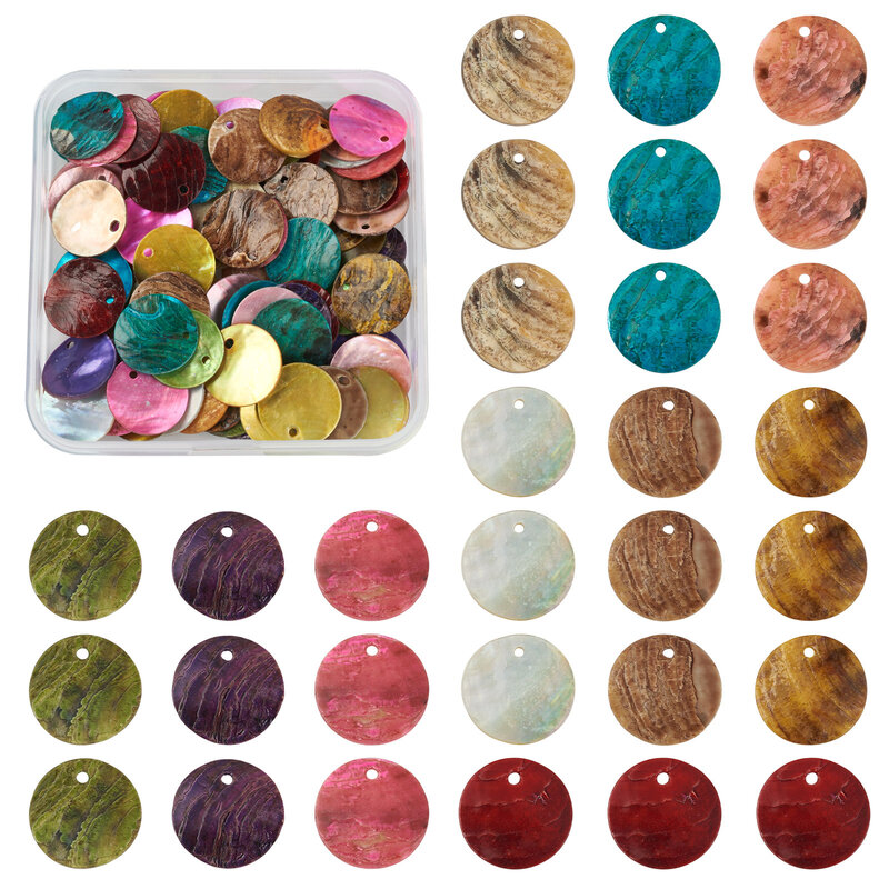Natural Akoya Shell Charms Colored Spray Painted Round/Nugget/Teardrop Pendants DIY Jewelry Making Bracelet Necklace Accessories