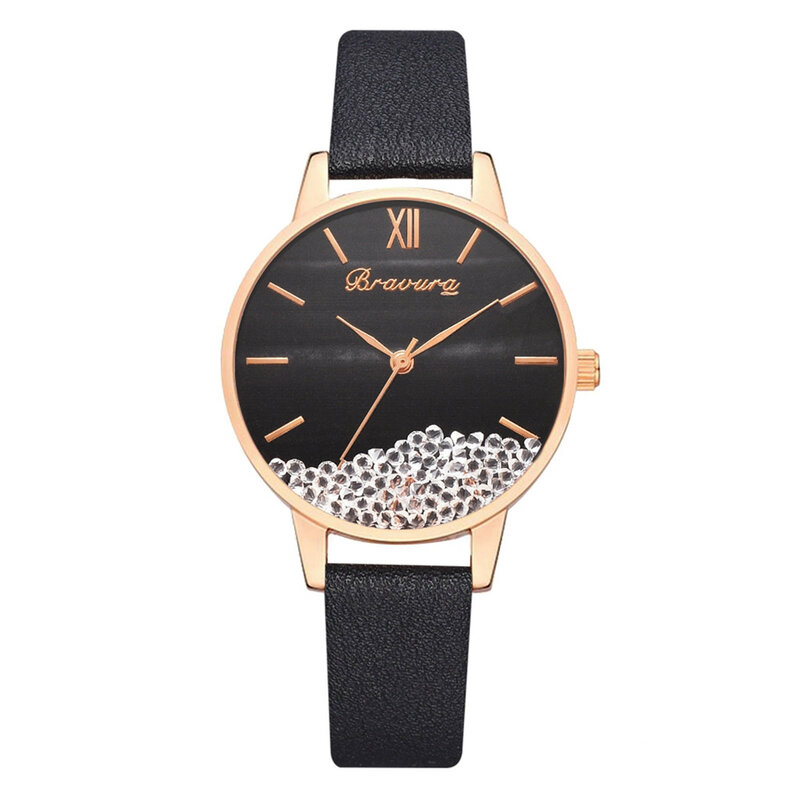 Bravura Sleek Minimalista Quartz Watch com Strap Dial para Mulheres, Presente Elegante, Moda Luxo