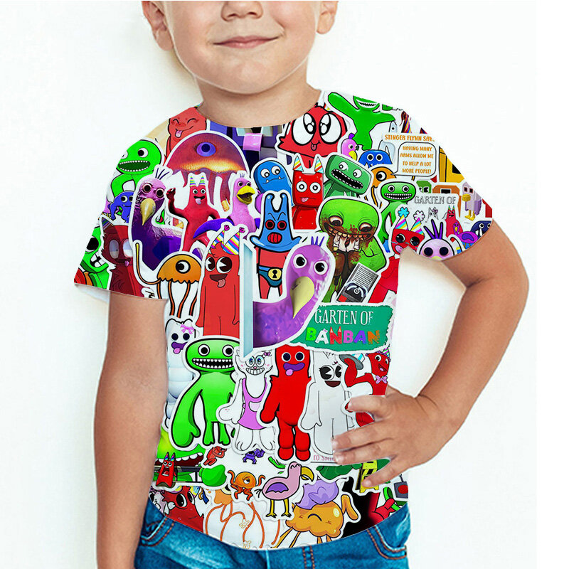 Garten z Banban T-Shirt dla dzieci z nadrukiem 3D T-Shirt letni T-shirt chłopców dziewczynki z krótkim rękawem koszulki z okrągłym dekoltem odzież dziecięca