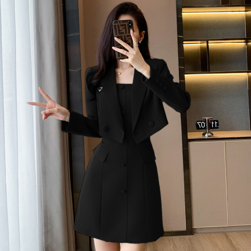 우아한 여성 비즈니스 정장 드레스 및 재킷 코트, 정장 전문 사무복 블레이저 OL 스타일 의류 세트
