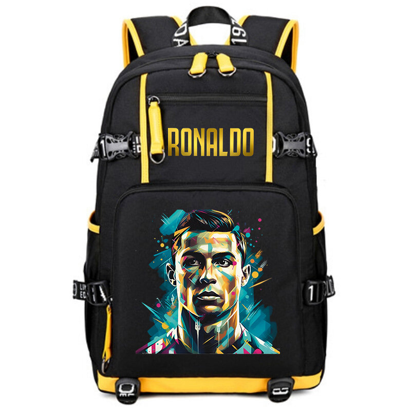 Mochila estampada Ronaldo para jóvenes, bolsa de viaje para estudiantes del campus, adecuada para niños y niñas