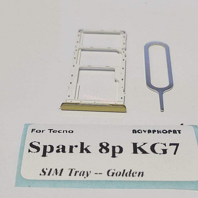Novaphopat-Bandeja do cartão SIM para Tecno Spark 8P KG7 KG7H KG7n, adaptador do entalhe, leitor do Pin, brandnew