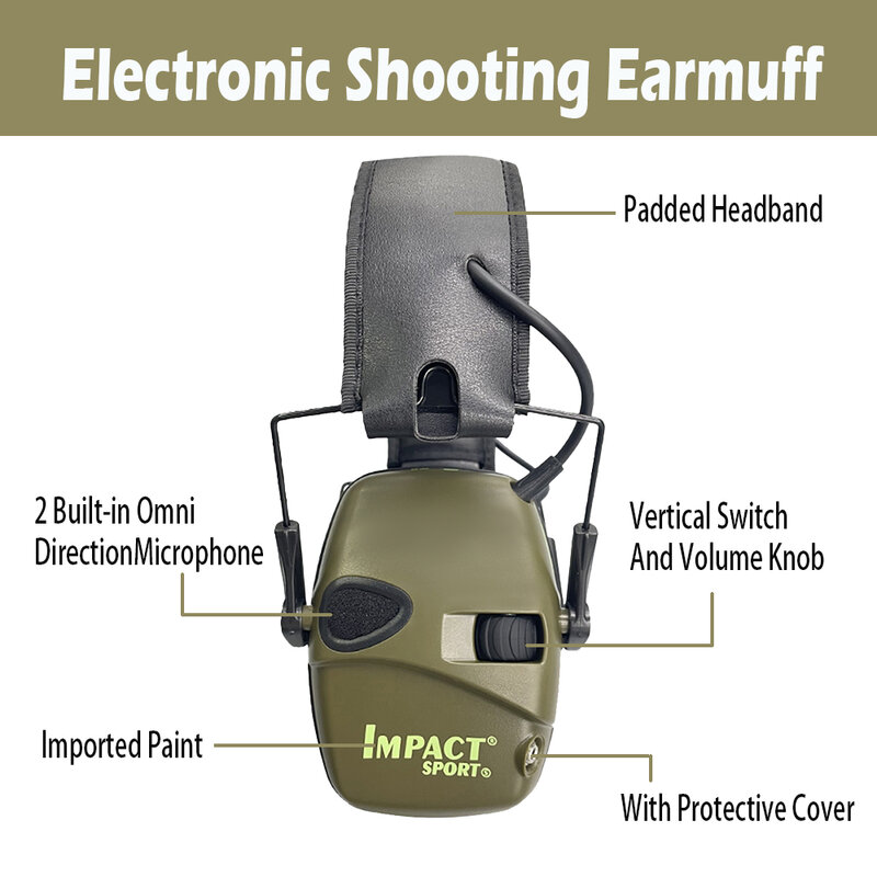 Dampak Sport Headset taktis elektronik luar ruangan olahraga antibising Headset pelindung menembak berburu penutup telinga