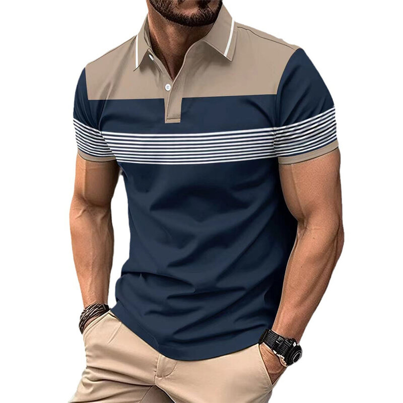 Blusa leve de manga curta masculina, tops comerciais respiráveis, botões casuais, bonito formal, elegante