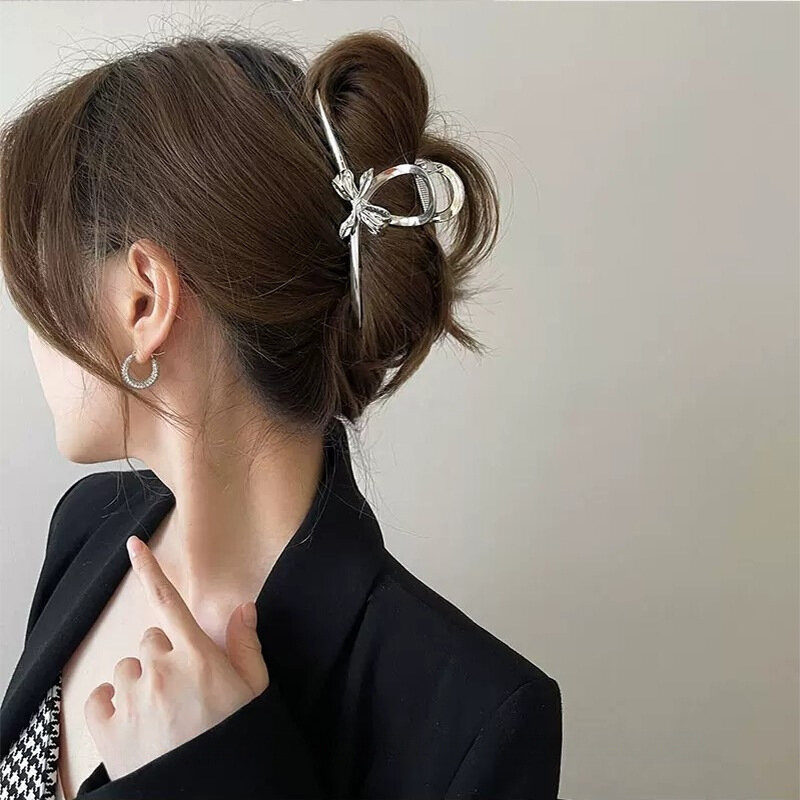Koreański geometryczny duże metalowe do włosów krab nakrycia głowy kobiety list spinki do włosów spinki 2022 Trend dziewczyna kokarda do włosów klipsy do kąpieli
