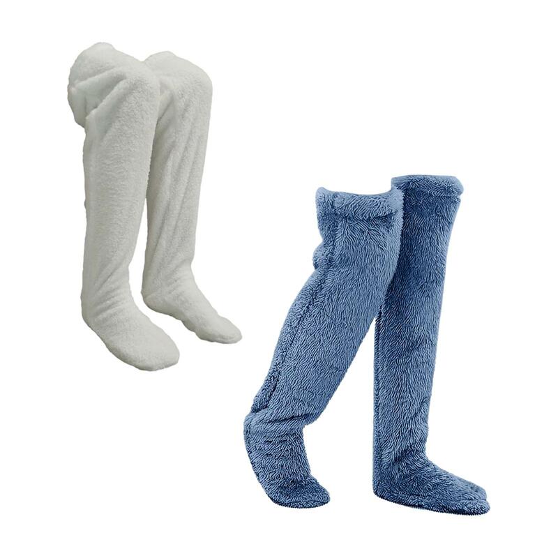 Zakolanówki skarpety zimowe skarpetki do spania długie pończochy miękkie polarowe pluszowe ocieplacze na nogi dla kobiet w akademiku mieszkanie mężczyzn w domu