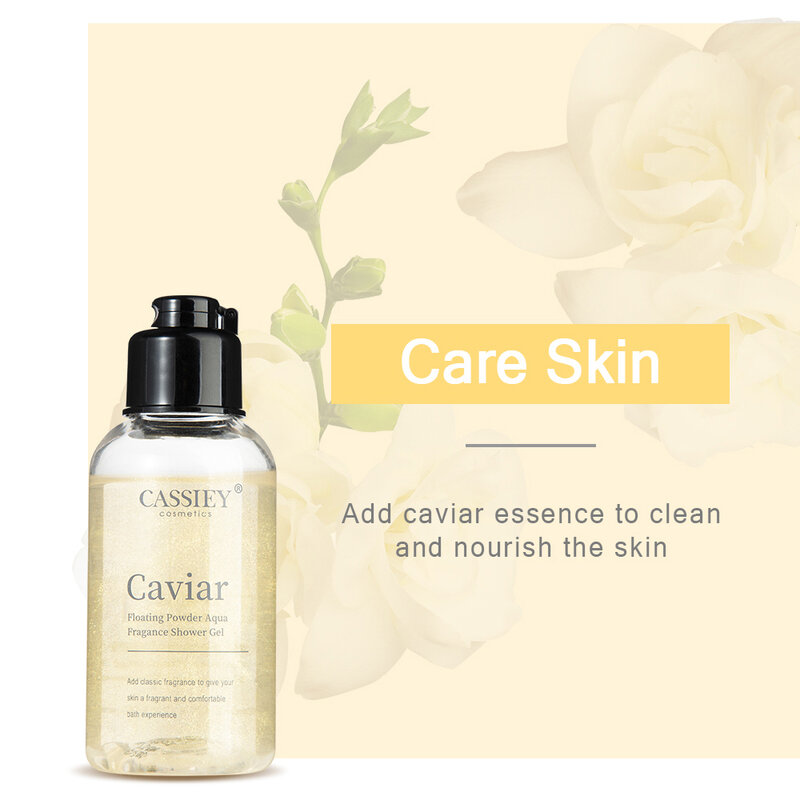 Cassiey gel mandi parfum kelopak elegan, meninggalkan aroma segar kontrol minyak wangi kaviar tahan lama kesehatan kecantikan tubuh