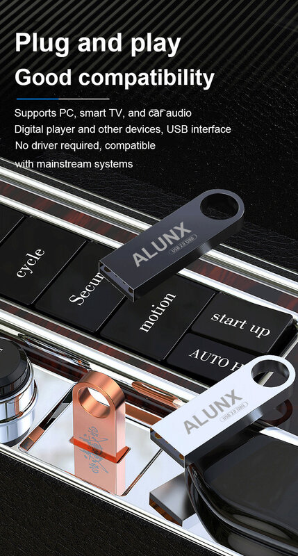 ALUNX-Clé usb 100% authentique en métal, support à mémoire de 4 gb 32gb 8gb 16 gb 64 gb 128gb 128gb