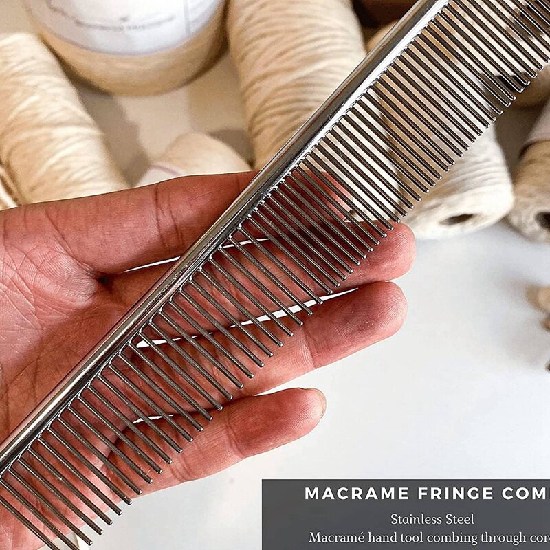 Macrame-フリンジハニカム織り,長い髪をブラッシングするためのステンレス鋼の工芸品,単一のワイヤーコットンコード