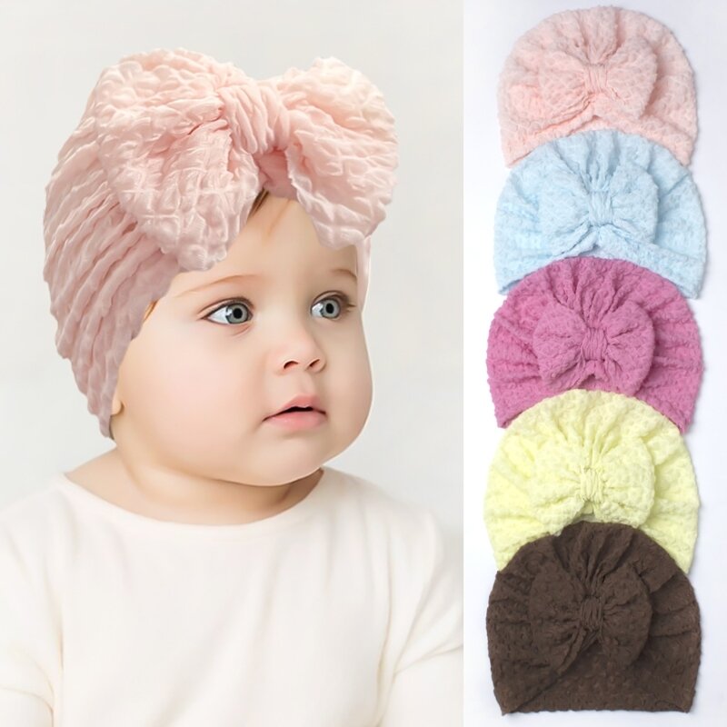 Cappello turbante infantile alla Copricapo elastico Berretti fetali per bambini con dettagli decori Bowknot, Copricapo