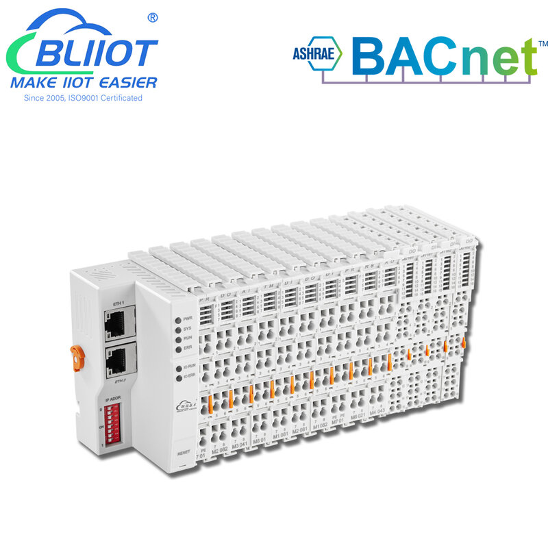 BMS BAS HVAC BACnet/IP Ethernet integrado I/O módulo compatible con DIN/DO/AIN/AO/RTD/TC Logic Control DDC Controller