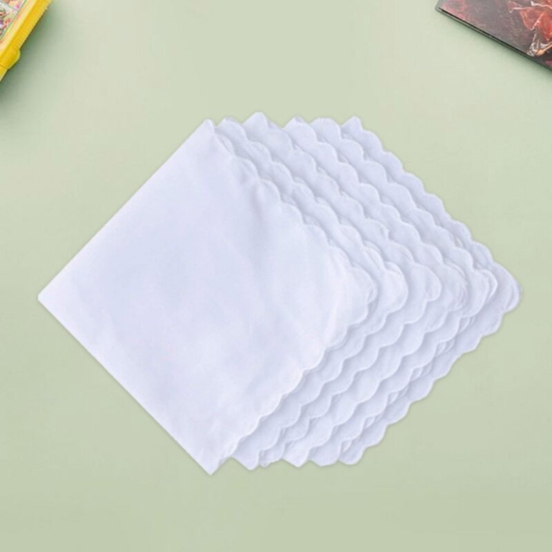 White Hankie Women Handkerchiefs Cotton Square Soft Washable Hanky Chest Towel Pocket Square Handkerchiefs