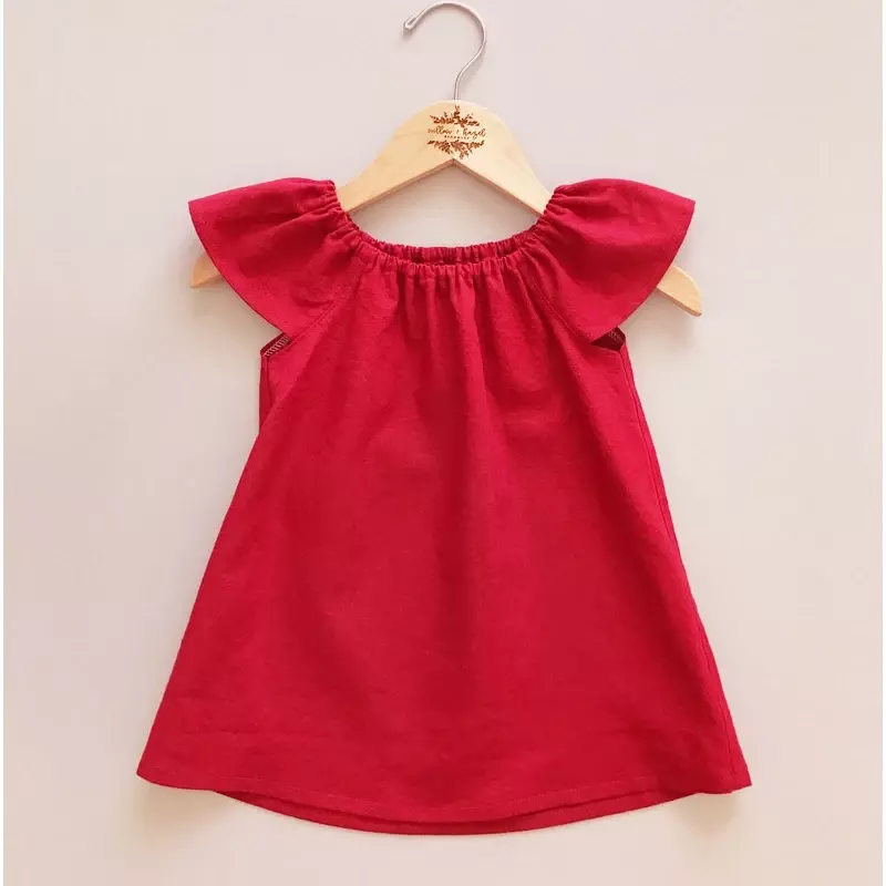 Gaun Bayi Perempuan Balita Musim Panas Gaun Rumah Anak Perempuan Sederhana Katun Gaun Anak-anak Solid Pakaian Gaun Longgar Anak-anak Kasual