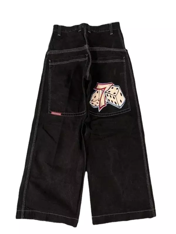 JNCO Jeans a gamba larga da uomo Y2K Hip Hop Harajuku pantaloni in Denim ricamato di alta qualità nuovi pantaloni larghi Casual moda Streetwear