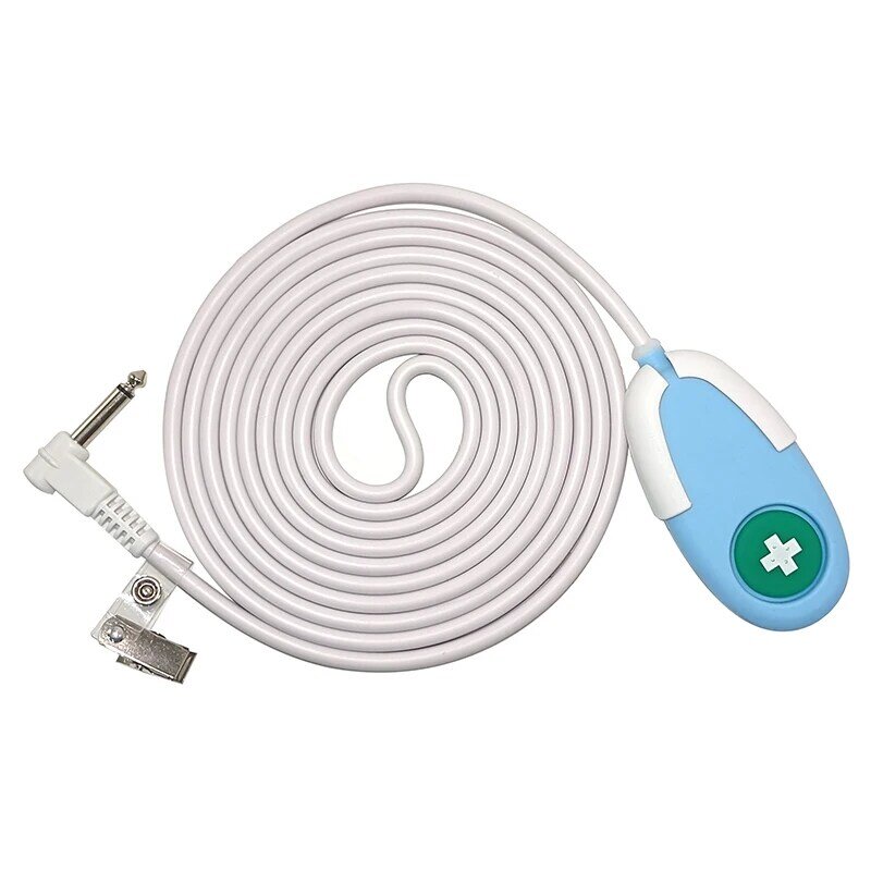 1 botón de mango de silicona, Cable de llamada de enfermera para sistema médico, silicona antibacteriana azul claro con teclas luminosas