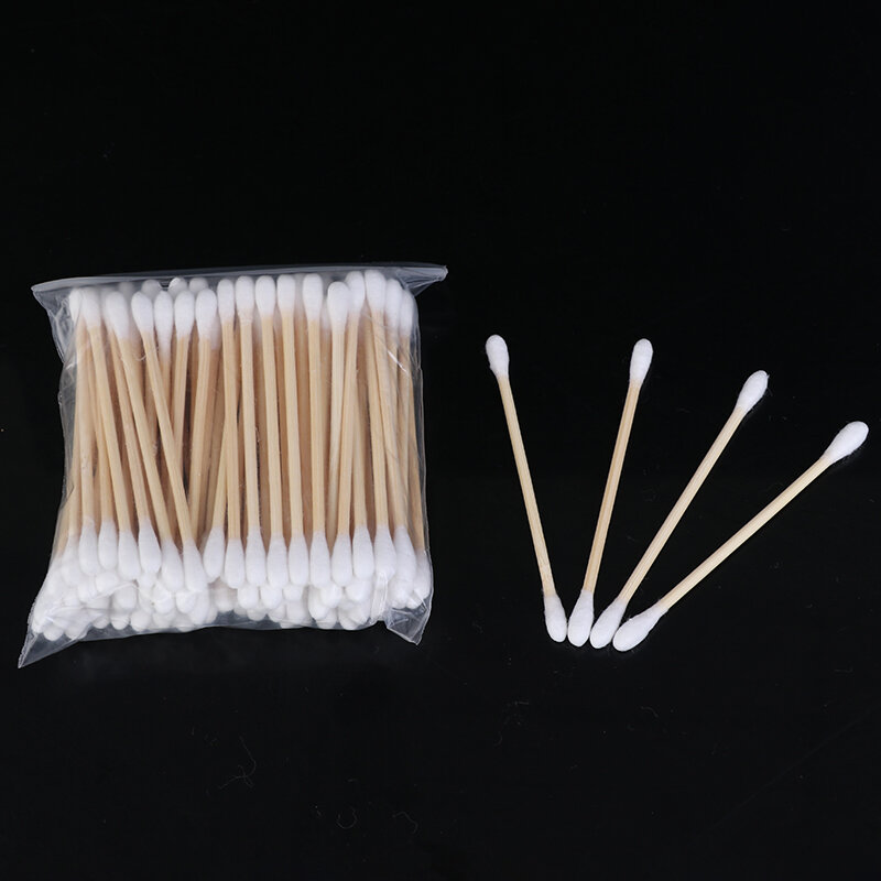 100/200 pezzi bastoncini di cotone monouso a doppia testa punta bastoncini di legno strumenti cosmetici per la pulizia dell'orecchio del naso