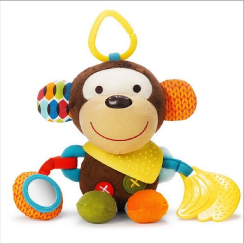 Cartoon elephant Monkey fox plush toys baby rattle Hand Bell Baby Stroller Crib Hanging Rattles Christmas birthday gifts