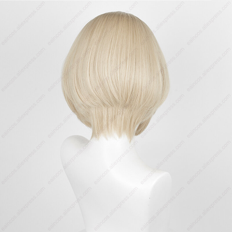 Freminet peruka do Cosplay 30cm beżowe złote peruki odporne na ciepło syntetyczne włosy symulowane peruki do skóry głowy