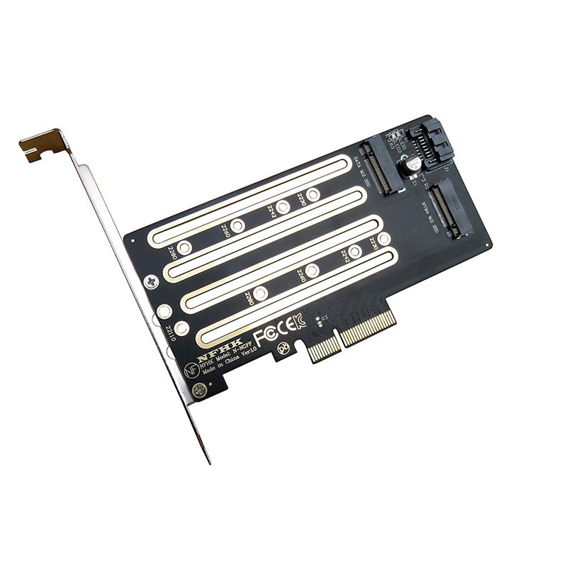 Adaptador de doble uso con soporte, NVMe M.2 SSD a PCIe 3,0 4,0 X4 SATA M.2 SSD a SATA, 1 piezas