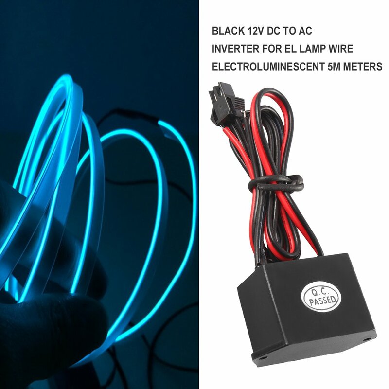 Neon EL Wire Power Driver, controlador USB para 1-10m LED, inversor, adaptador de alimentação, flexível, DC 12V