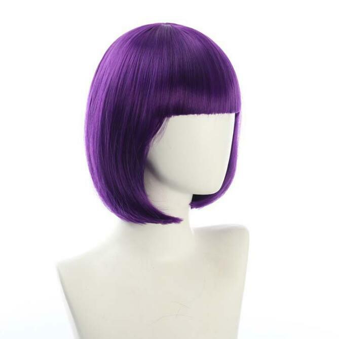 Short Bobo Wig Black White Purple Blue Red Yellow High Temperature Fiber Synthetic Wigs Costume Party Cosplay Wig