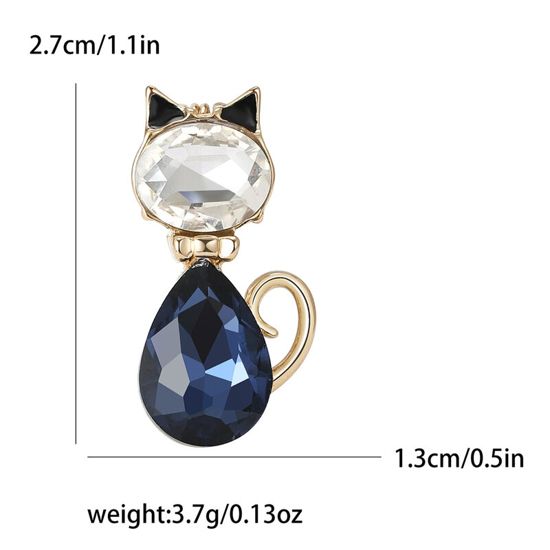 Shiny Rhinestone Cat Brooches for Women Unisex Animal Pins 2-color Available Casual Party Accessories Gifts