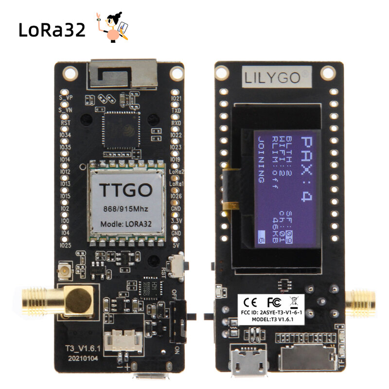 LILYGO® LoRa32 V2.1 Scheda di sviluppo ESP32 LoRa, modulo SX1276 SX1278, 433MHz 868MHz 915MHz, OLED da 0.96 pollici, Bluetooth WIFI fai da te