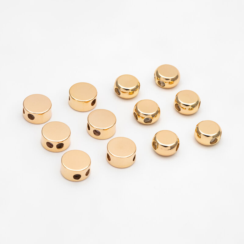 10pcs Round Coin Spacer Beads 9.5/ 10mm, Real Gold Plated Brass Rondelle Beads, Lead Nickel Free (GB-3519)