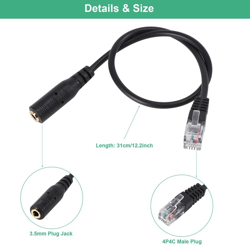 Штекер 3,5 мм к RJ9 для гарнитуры iPhone для кабеля телефона Cisco Office