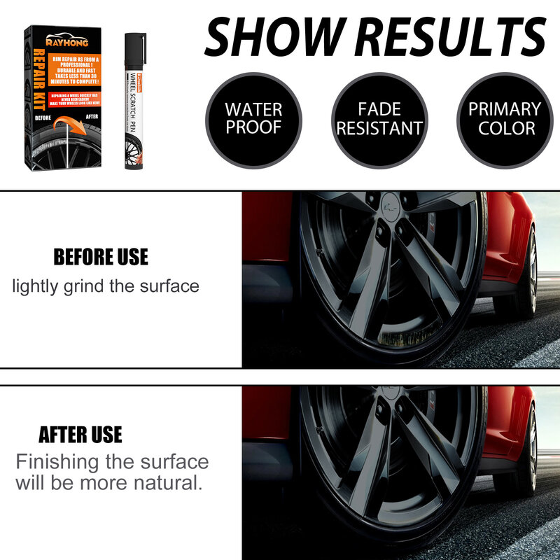 Carro diy kit de reparação de roda de liga adesivo de uso geral preto pintura fix ferramenta para carro auto aro dent cuidados com arranhões acessórios