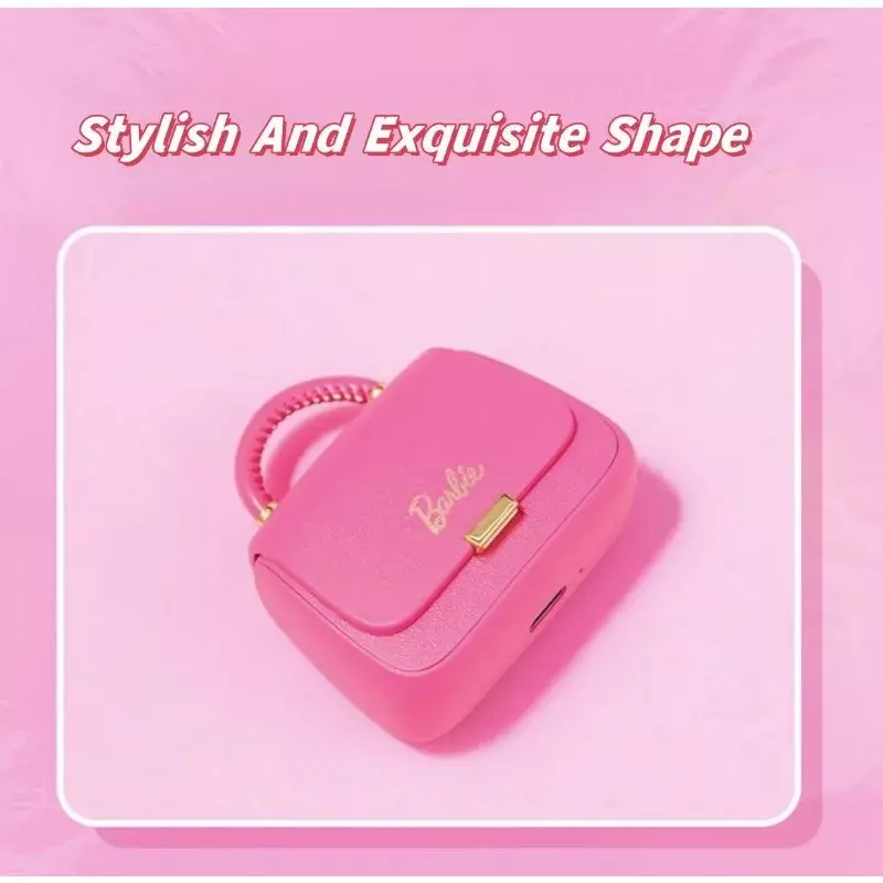 정품 MINISO 바비 시리즈 TWS 블루투스 헤드폰, 핑크 귀여운 크리에이티브 핸드백 모양 인이어 귀마개, 소녀 명절 선물