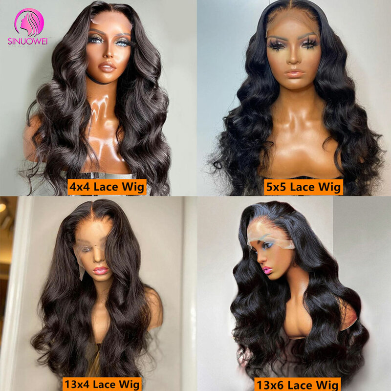 40 Inch 13x4 Body Wave Lace Front Human Hair Wig Natural Brazilian Wig 4x4 Lace Closure Human Hair Wig 250% density Pre Plucked