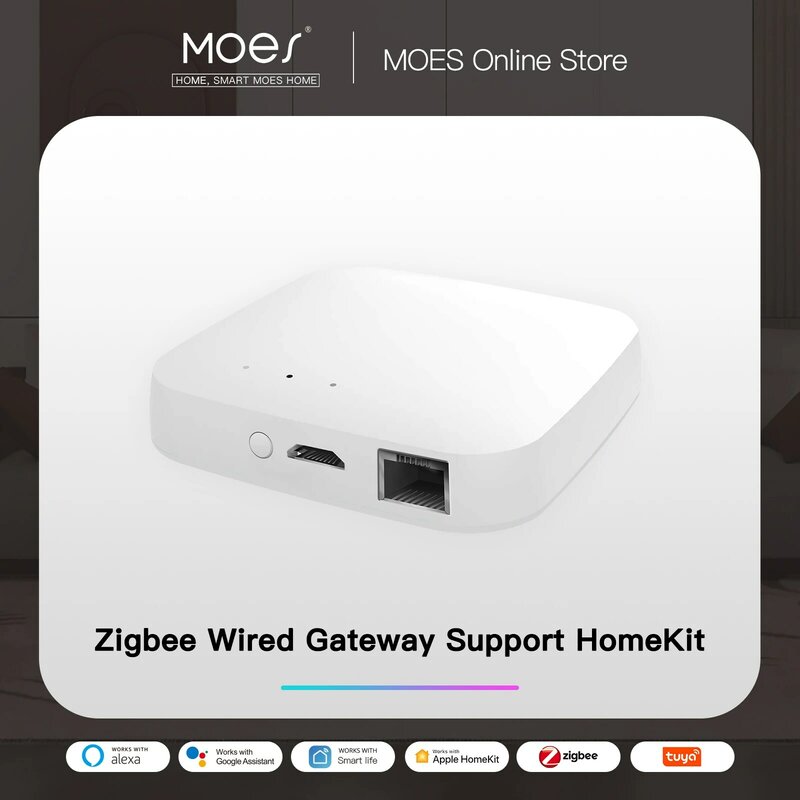 MOES Smart Zigbee Hub funciona con Homekit, puerta de enlace con cable, Control remoto, puente de casa inteligente, Control por voz a través de Siri
